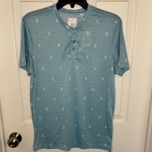 NWT Isle of Tees Tropical Short Sleeve Henley Shirt